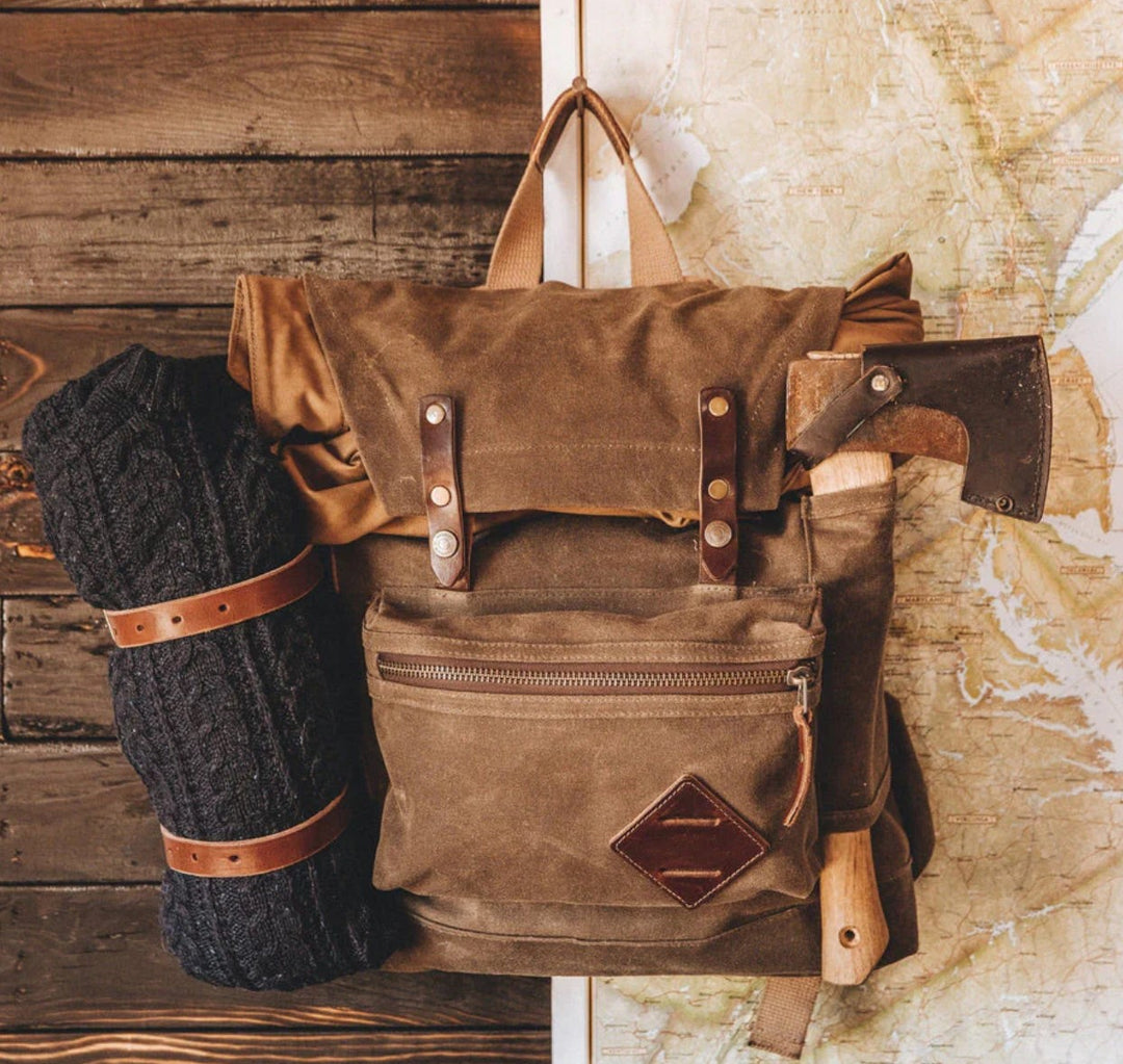 Waxed Canvas Backpack Travel Backpack Hiking Rucksack