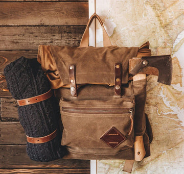Waxed Canvas Backpack Travel Backpack Hiking Rucksack